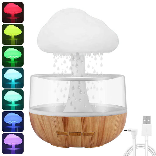 Difusor de Aroma Nuvem de Chuva – Umidificador e Luz Noturna para Casa